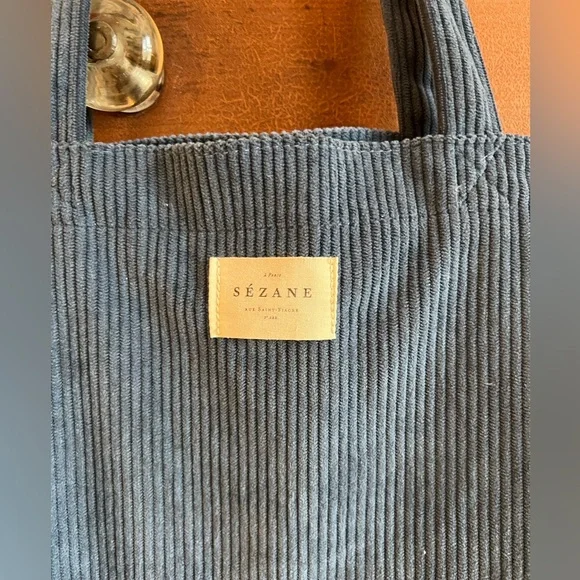 Sezane Blue Corduroy Tote Bag - Picture 2 of 4